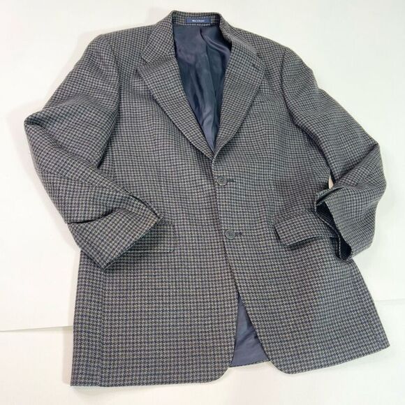 Chaps by Ralph Lauren Jacket Mens 40T Gray Houndstooth Wool Long-Sleeve Suit - Picture 1 of 10